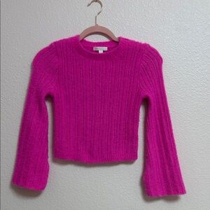 GB girls Fuzzy Ribbed Sweater in Bright Fuchsia